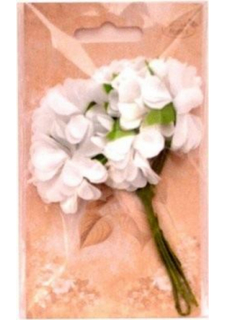 Kwiaty materiałowe białe 4cm 6szt