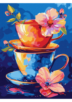 Malowanie po numerach - Filiżanki 30x40cm