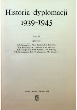 Historia dyplomacji 1939 1945 Tom IV