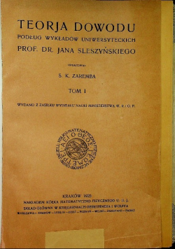Teorja dowodu Tom I i II 1925 r.