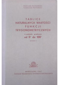 Tablice naturalnych wartości funkcji trygonometrycznych