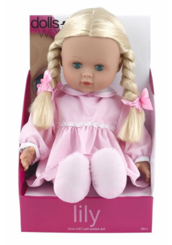 Lalka bobas Lily z miękkiego materiału różowa 41 cm