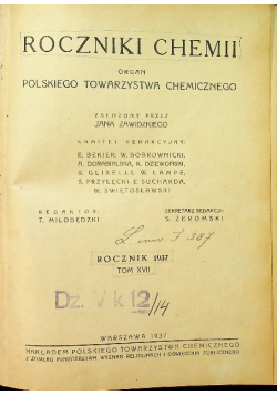 Roczniki chemii Tom XVII 1937 r.