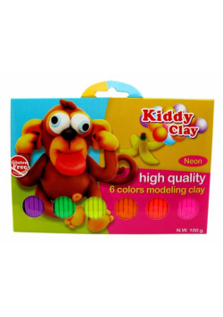 Plastelina Kiddy Clay neon 6 kolorów