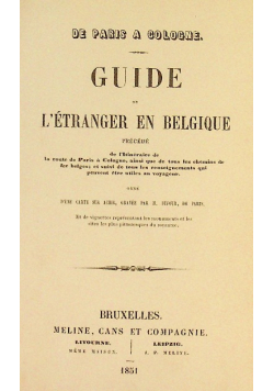 De Guide de letranger en Belgique 1851 r.