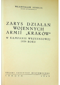 Zarys działań wojennych armii Kraków