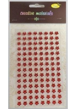 Stiker z kryształkami Kwiaty czerwone 8mm 112szt