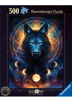 Puzzle 500 świecące - Wilk i księżyce