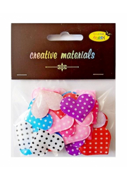 Aplikacje materiałowe serca w kropeczki 3cm 30szt