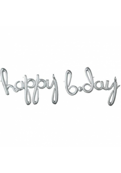 Balon foliowy Happy Bday srebrny