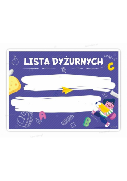 Tablica dyżurnych A4 fioletowa