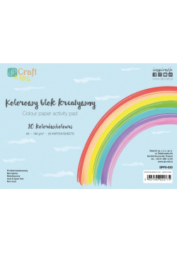 Blok kolorowy A4 20ark 180g 10 kolorów