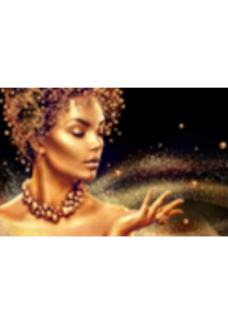 Diamentowa mozaika kobieta czarnoskóra w magicznym pyle nocą NO-1006396