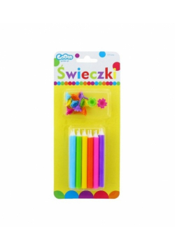 Świeczki urodzinowe Tęcza 12 sztuk 12 podstawek