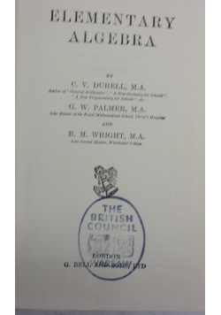 Elementary Algebra, 1921r.