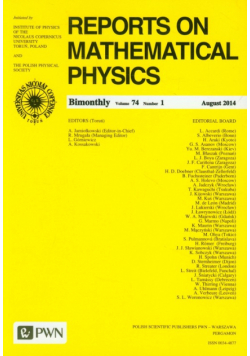 Reports on Mathematical Physics 74/1 2014 kraj