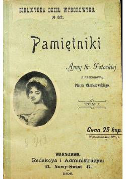 Pamiętniki Anny Potockiej Tom I i II 1898 r.