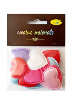 Aplikacje materiałowe serca 3,5cm 18 szt MIX
