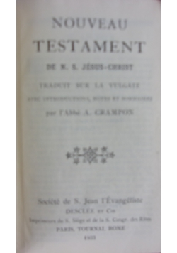 Nouveau testament De N.s. Jezus-Christ,1933r.