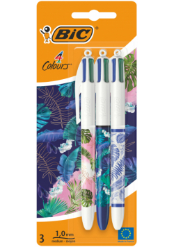 Długopis 4 kolorowy BIC Message Botanical  AST 3 szt. blister