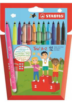 Flamastry trójkątne Stabilo Trio a-z 12 kolorów