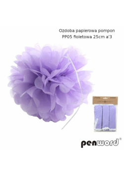 Ozdoba papierowa pompon fioletowa 25cm 3szt