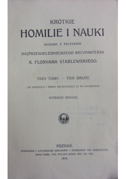 Krótkie homilie i nauki, T. III, 1914 r.