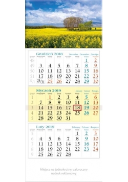 Kalendarz 2019 Trójdzielny Widok KT7