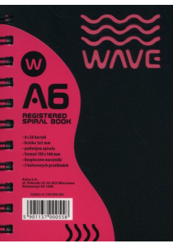 Kołozeszyt A6 Wave w kratkę 120 kartek różowy