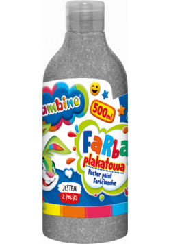 Farba plakatowa 500ml BAMBINO w butelce srebrna