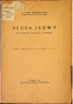 Sługa Jahwy w księdze Izajasza Proroka, 1923 r.