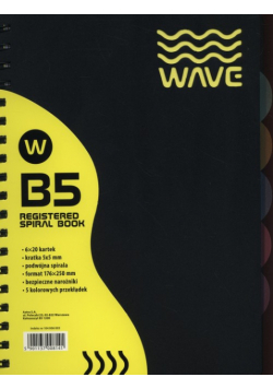 Kołozeszyt B5 Wave w kratkę 120 kartek żółty