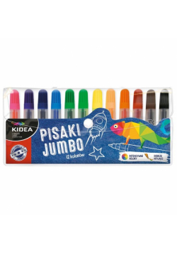 Pisaki Kidea Jumbo przezroczyste 12 kolorów w etui