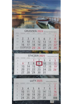 Kalendarz 2025 trójdzielny Łódź o zachodzie słońca