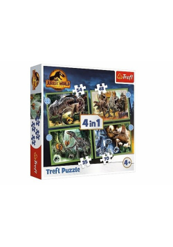 Puzzle 4w1 Groźne dinozaury Jurassic World