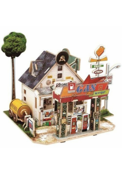 Puzzle 3D Drewniana stacja paliw