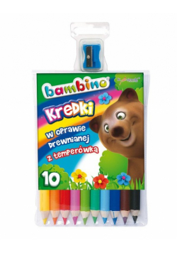 Kredki Bambino drewniane 10 kolorów z temperówką Mini zoo