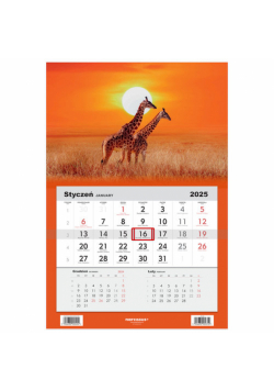 Kalendarz 2025 jednodzielny Żyrafy