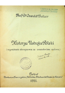 Historya Ustroju Polski 1911 r.