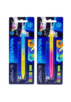 Długopis wymazywalny Click 0,5 mm Astrapen Oops! neon + 2 wkłady wymazywalne blister 1szt.mix