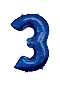 Balon foliowy cyfra 3 niebieska 58x86cm