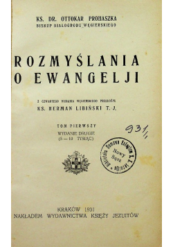 Rozmyślania o Ewangelji 1931 r.