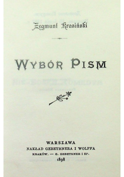 Wybór Pism Reprint z 1898 r.
