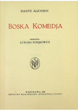 Boska Komedia 1921 r.
