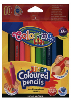 Kredki ołówkowe Colorino trójkątne Jumbo krótkie 10 kolorów