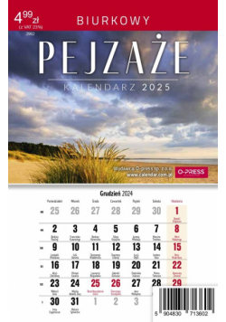 Kalendarz 2025 biurkowy miesięczny Pejzaże A5