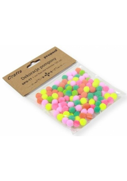 Dekoracje pompony 1cm fluo mix kolorów 120szt