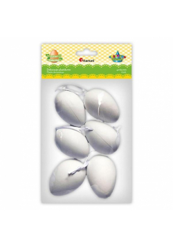 Zawieszki plastikowe jajka 40x60mm białe 6szt