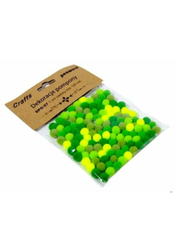 Dekoracje pompony 1cm mix zielony 120szt