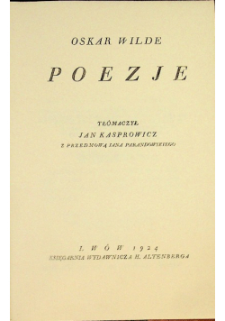 Wilde Poezje 1924 r.
